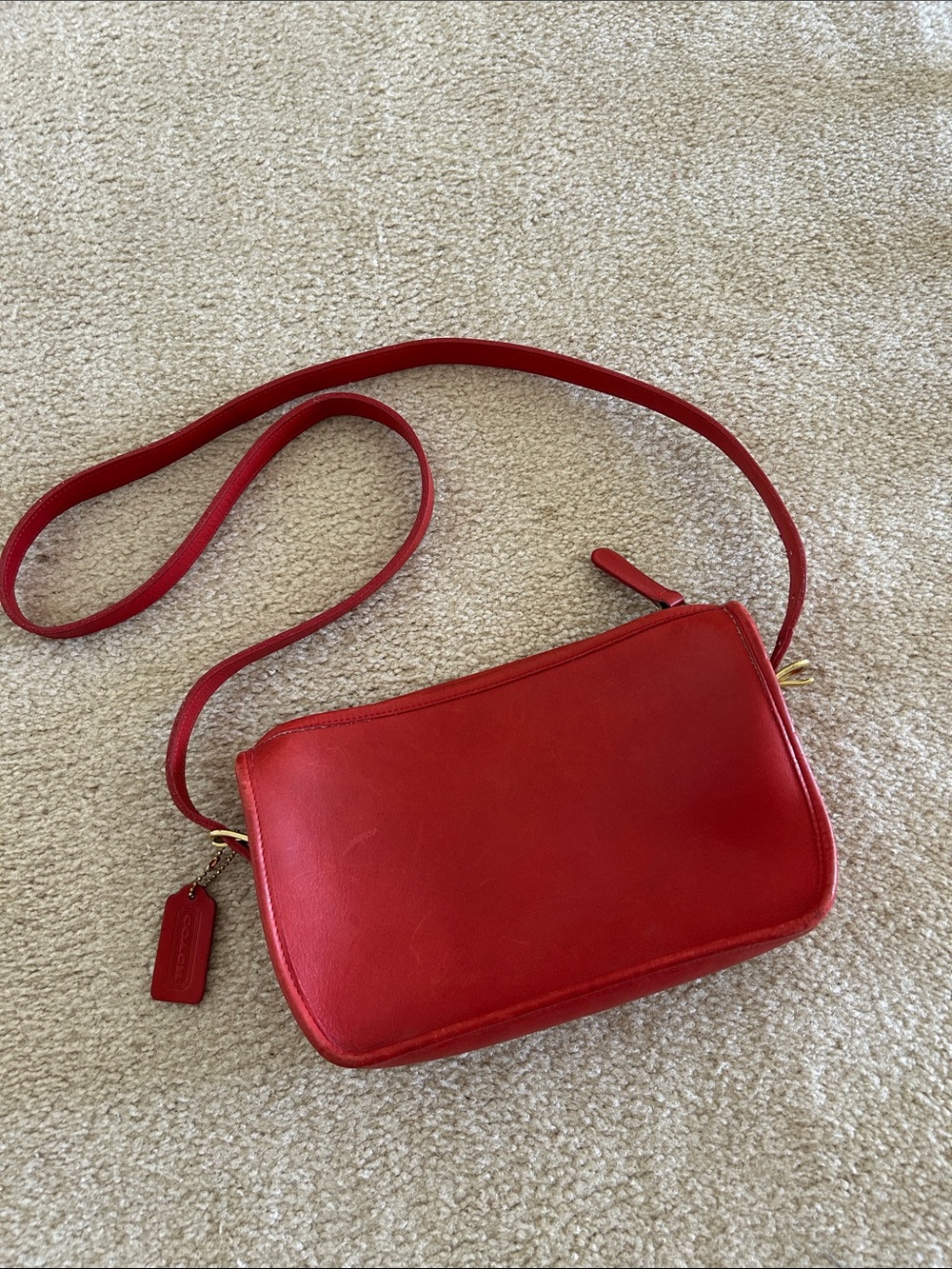 COACH Vintage Red Leather Crossbody Bag